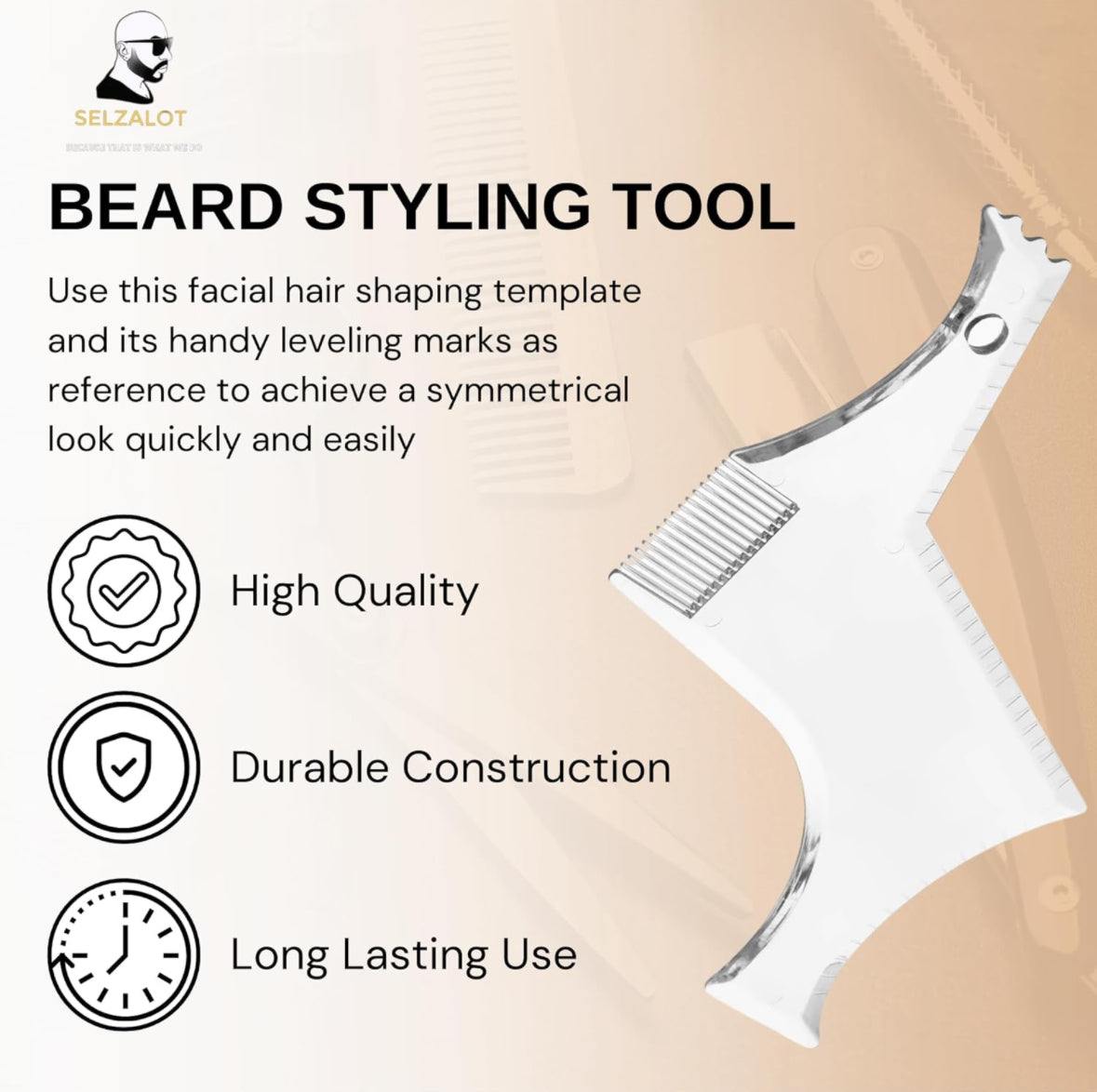Beard Shaper for Men Beard Lineup Tool for Grooming Beard Guide Shaping Tool for Straight & Curve Cut Barber Tools Goatee Shaper Beard Template for Men to Style Facial Hair