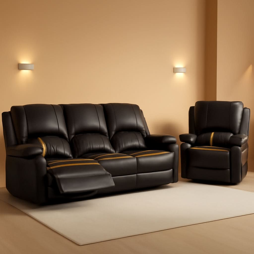 Three Seater Recliner Sofa Set Oversize Chair Removable Console Living Room Furniture For Comfort