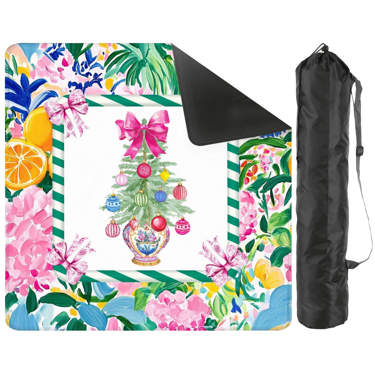 Festive Floral Christmas Tree Mahjong Mat
