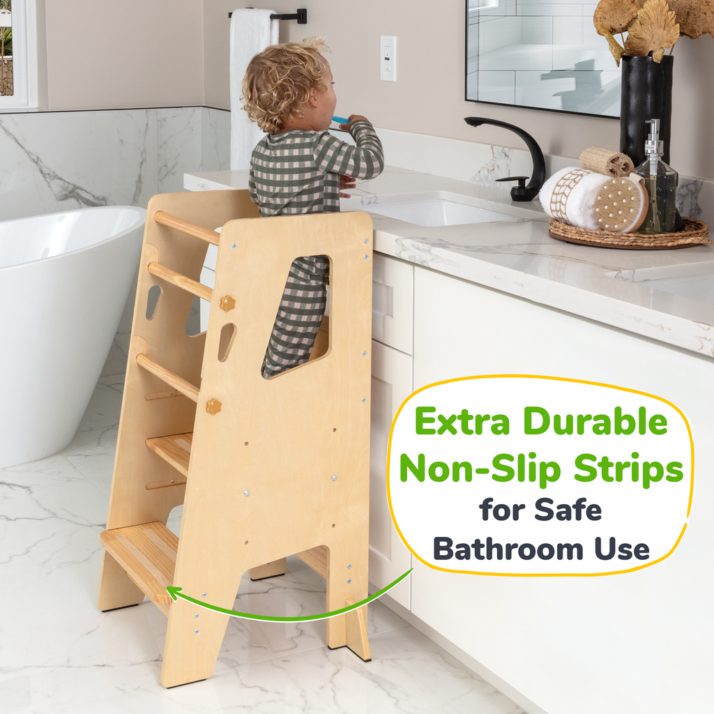 Adjustable Toddler Kitchen Tower with Safety Bars