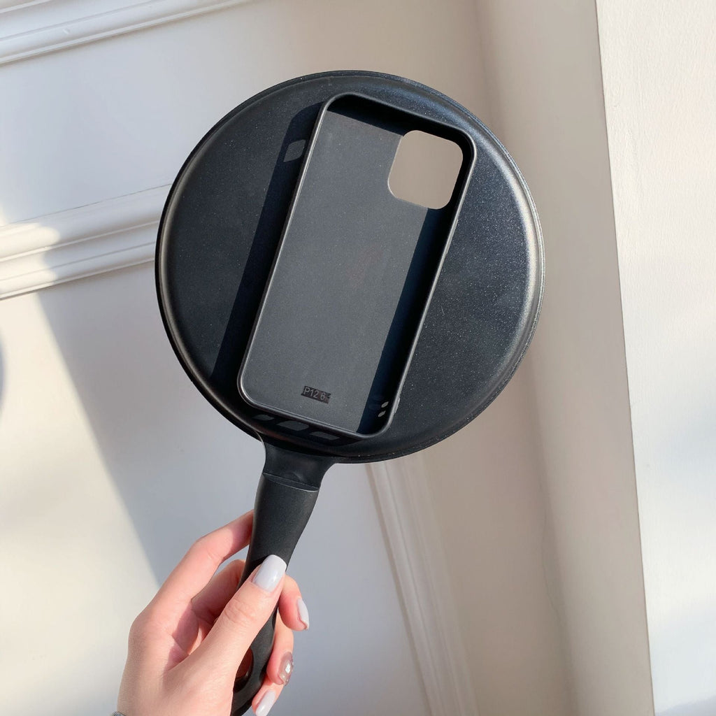 Compatible With Apple, 3D Cartoon Frying Pan Shape Phone Case ForiPhone 12Pro Max 11 Xs Max XR X 7 8Plus Kitchen Iron Non-stick Pancake Pot Soft Cover