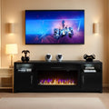 80 Inch TV Stand Electric Fireplace With LED Lighting Black