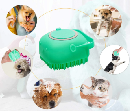 Pet Dog Cat Silicone Back Shower Brush Soft Hair Massage Bathtub Scrub Artifact Bath Brush 2-in-1 Pet  Massage Comb Soft Silicone Pet Shower Hair Grooming Comb Dog Cleaning Tool Pet Supplies Pet Brush Bath Massage Brush Shampoo Dispenser for Pet