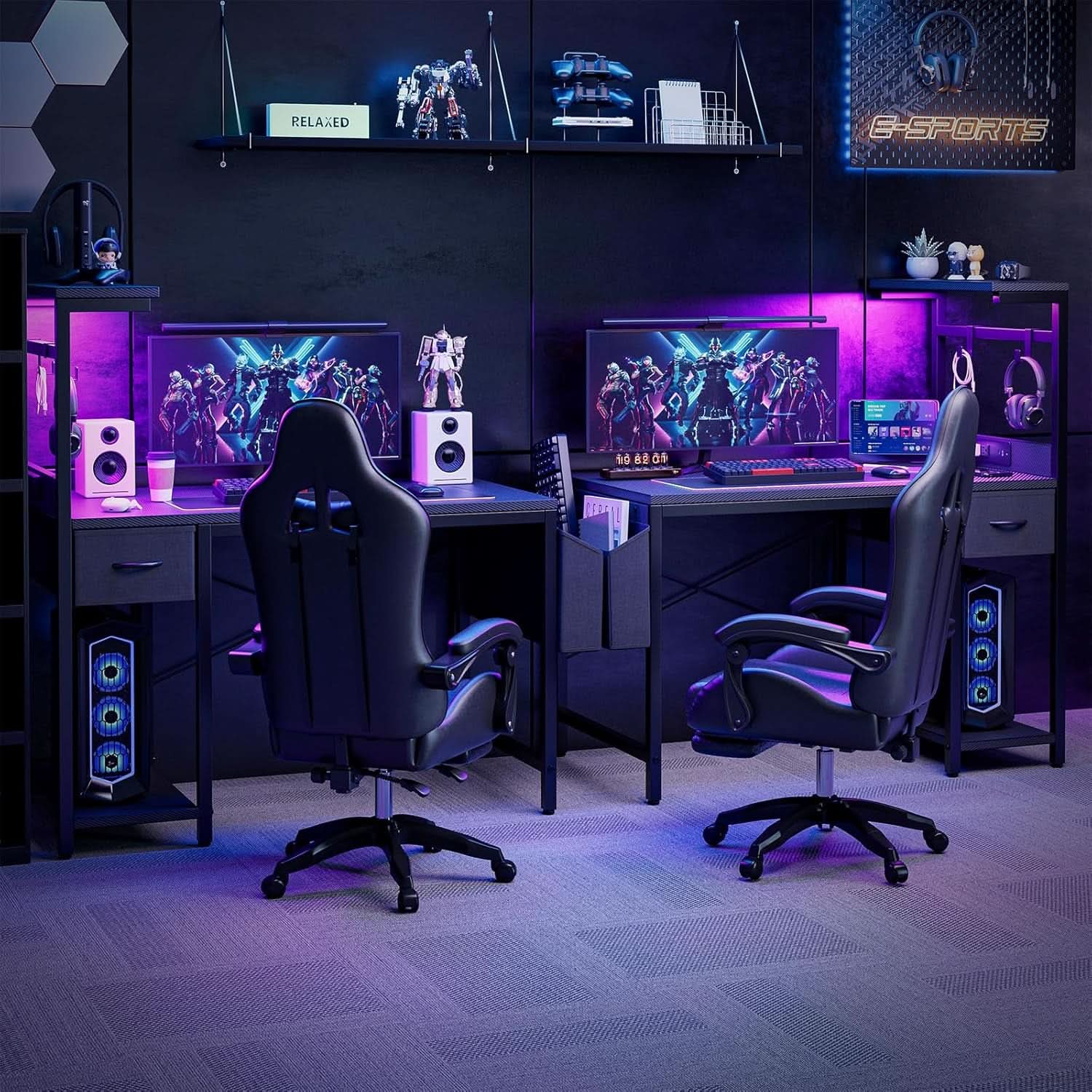 40 Inch Gaming Desk Industrial Grade Carbon Fiber Black