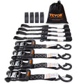 Ratchet Tie Down Straps (4PK), 5208 lb Max Break Strength, Includes 4 Premium 1.6" x 8' Rachet Tie Downs with Padded Handles, for Moving Securing Cargo, Appliances, Lawn Equipment, Motorcycle