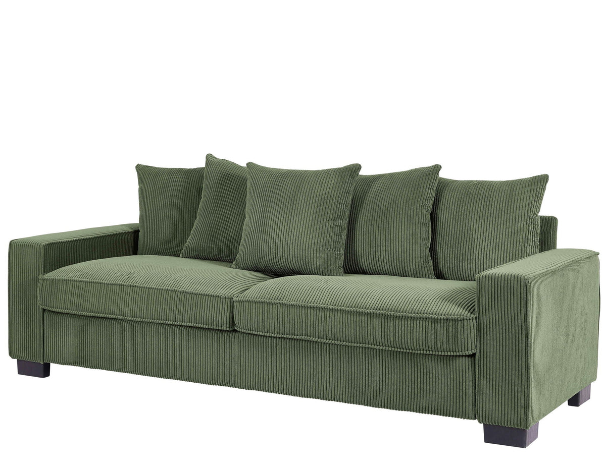 Luxe Sofa With 5 Matching Toss Pillows, Sleek Design, Spacious And Comfortable 3 Seater Couch