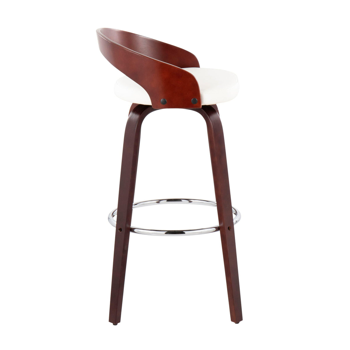 Mid-Century Modern Swivel Barstool Set of 2 with Cushioned Seat - White