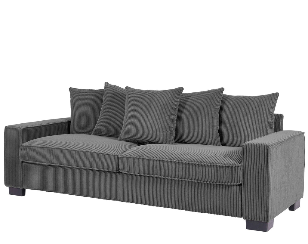 Luxe Sofa With 5 Matching Toss Pillows, Sleek Design, Spacious And Comfortable 3 Seater Couch