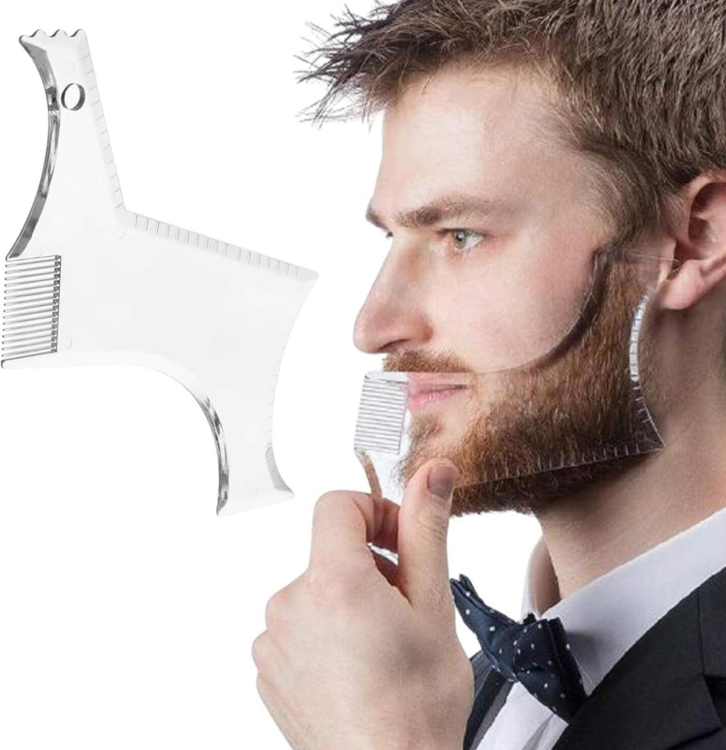 Beard Shaper for Men Beard Lineup Tool for Grooming Beard Guide Shaping Tool for Straight & Curve Cut Barber Tools Goatee Shaper Beard Template for Men to Style Facial Hair