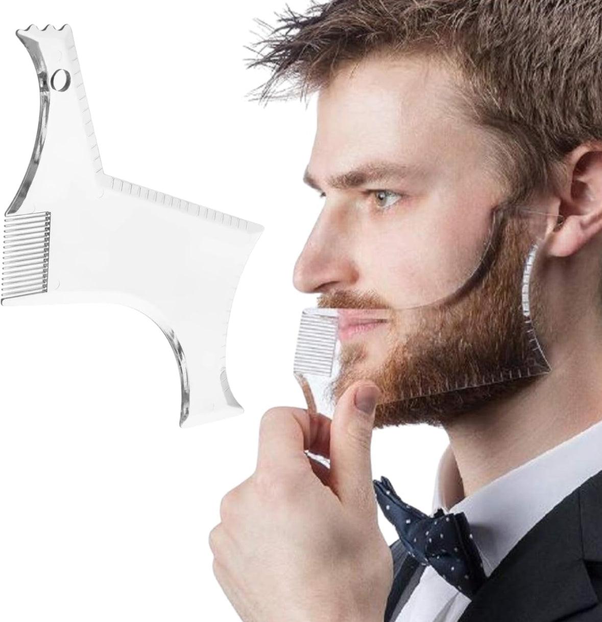Beard Shaper for Men Beard Lineup Tool for Grooming Beard Guide Shaping Tool for Straight & Curve Cut Barber Tools Goatee Shaper Beard Template for Men to Style Facial Hair