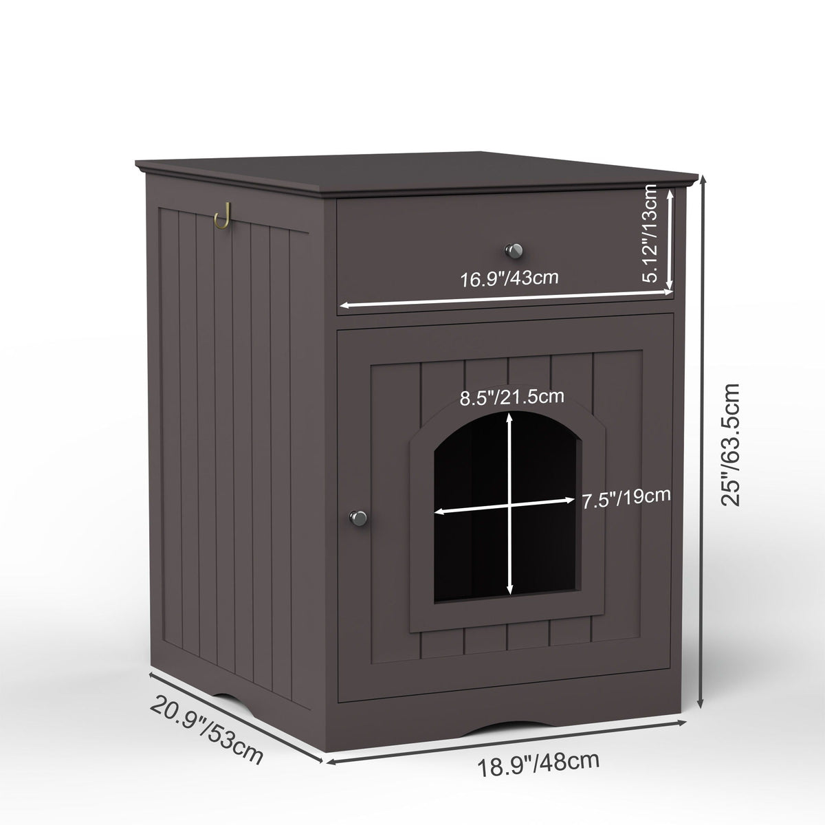 Pet House Cat Litter Box Enclosure With Drawer, Side Table