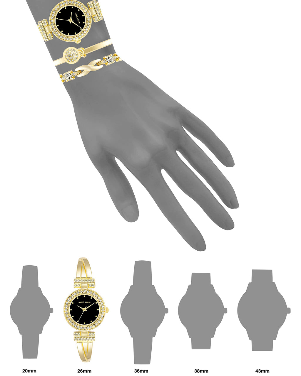 Anne Klein Women's Premium Crystal Accented Bangle Watch and Bracelet Set