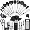 Kitchen Utensil Set-Silicone Cooking Utensils-33 Kitchen Gadgets & Spoons for Nonstick Cookware-Silicone and Stainless Steel Spatula Set-Best Kitchen Tools, Useful Pots
