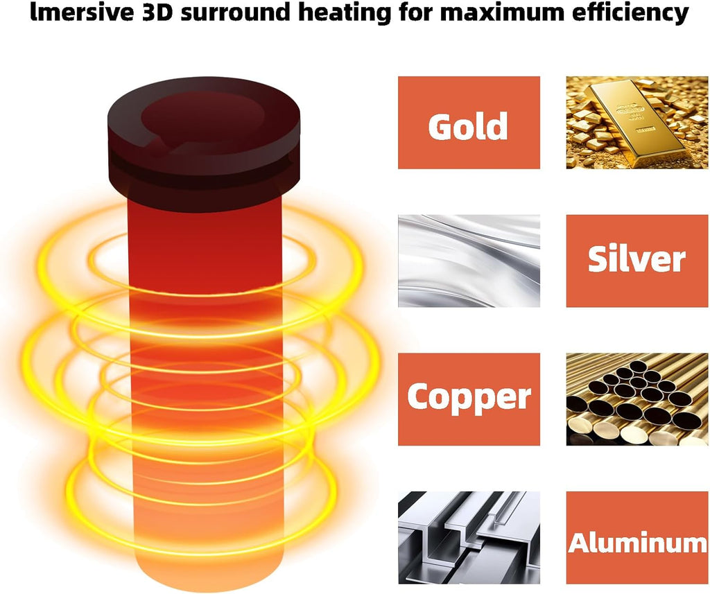 GTE Gold Melting Furnace – 1+3 KG Electric Digital Smelting Kiln Kit, 1800W 2100°F for Gold Silver Copper Aluminum (110V)