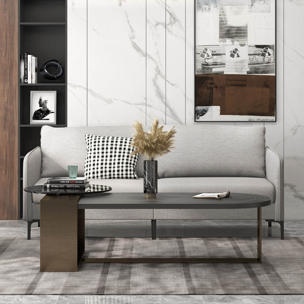 Modern 76 Inch Loveseat Sofa Couch for Apartment Dorm with Metal Legs-Gray