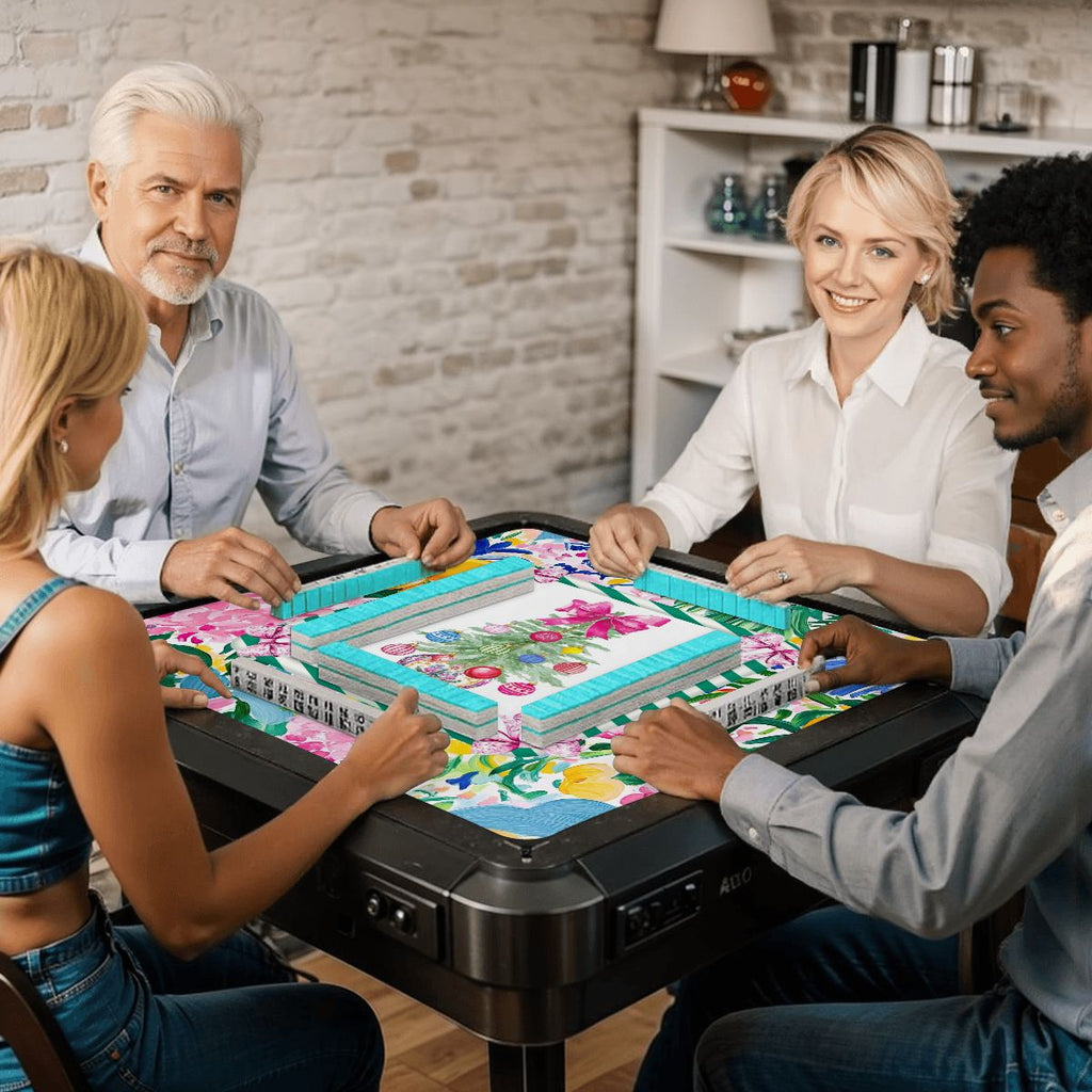 Festive Floral Christmas Tree Mahjong Mat