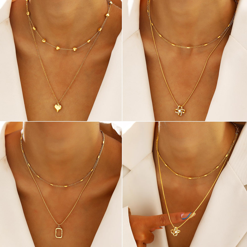 Jewelry 68 Pcs Gold Jewelry Set for Women with 7 Necklace, 17 Bracelet, 5 Hoop Earrings, 15 Stud Earrings, 24 Knuckle Rings for Women Jewelry Set for Women Gift