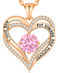 CDE Forever Love Heart Necklaces for Women, Wedding Anniversary, Valentine's，Birthday Mothers Christmas Day Gifts for Mom, Mother, Wife, S925 Silver Jewelry with Birthstone Pendant