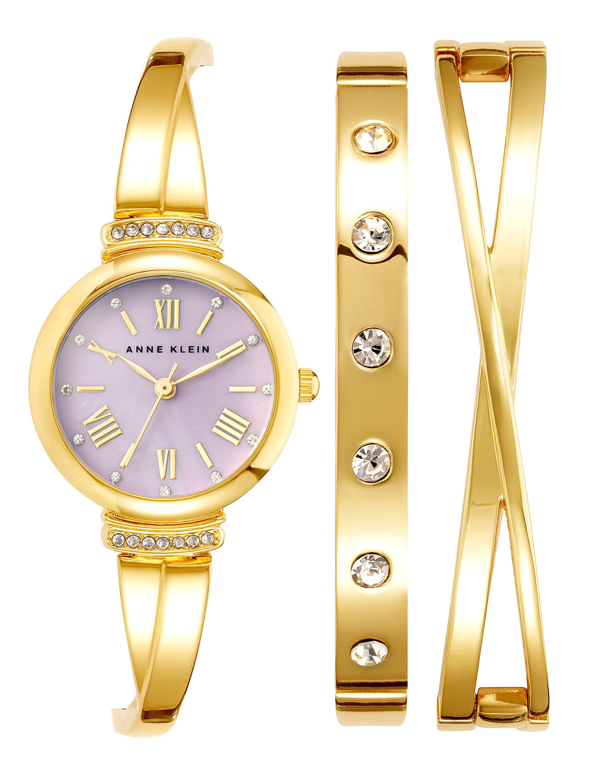 Anne Klein Women's Premium Crystal Accented Bangle Watch Set, AK/2245