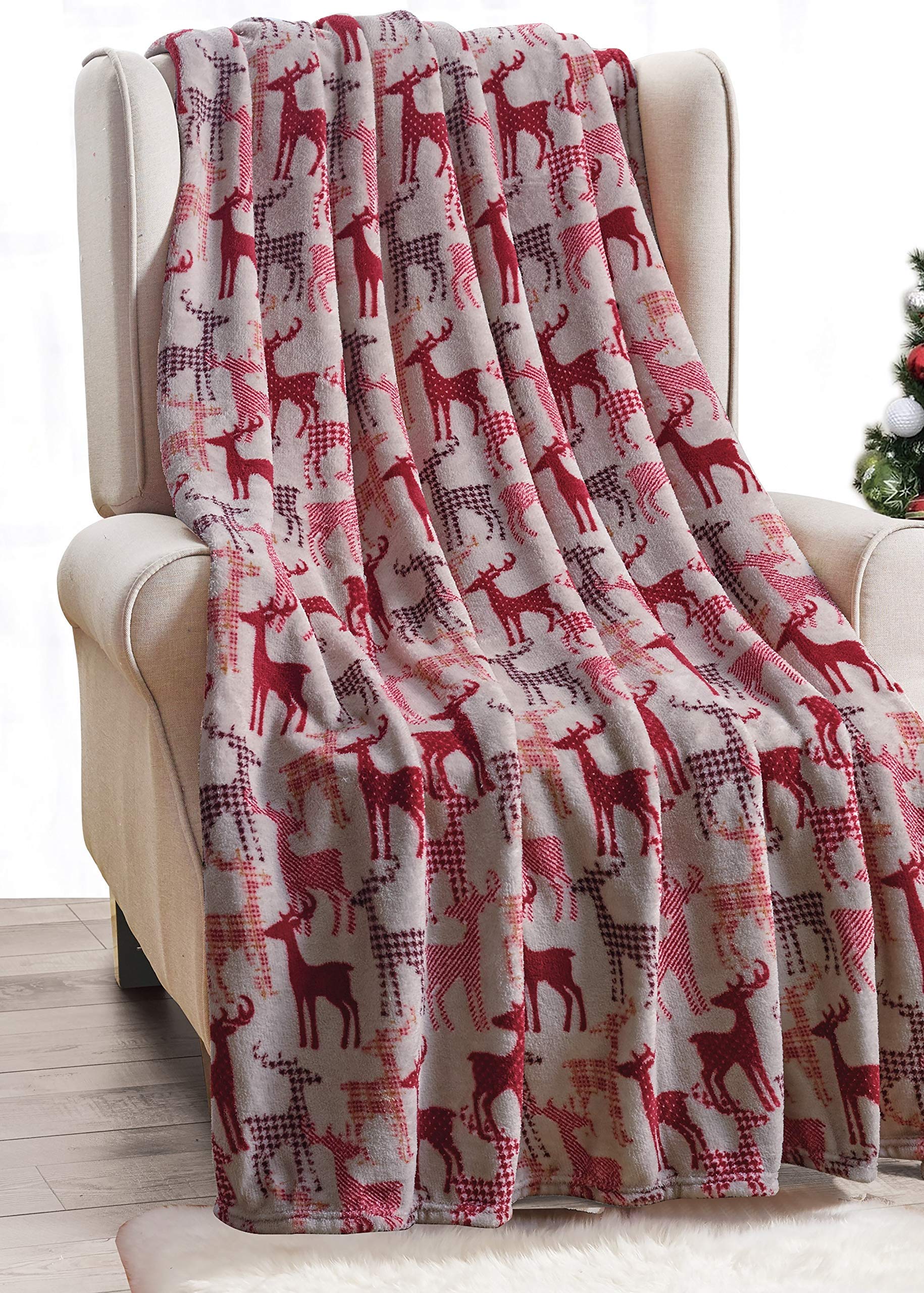 Decor&More Festive Holiday Microplush Throw Blanket (50" x 60") - Forest Friends