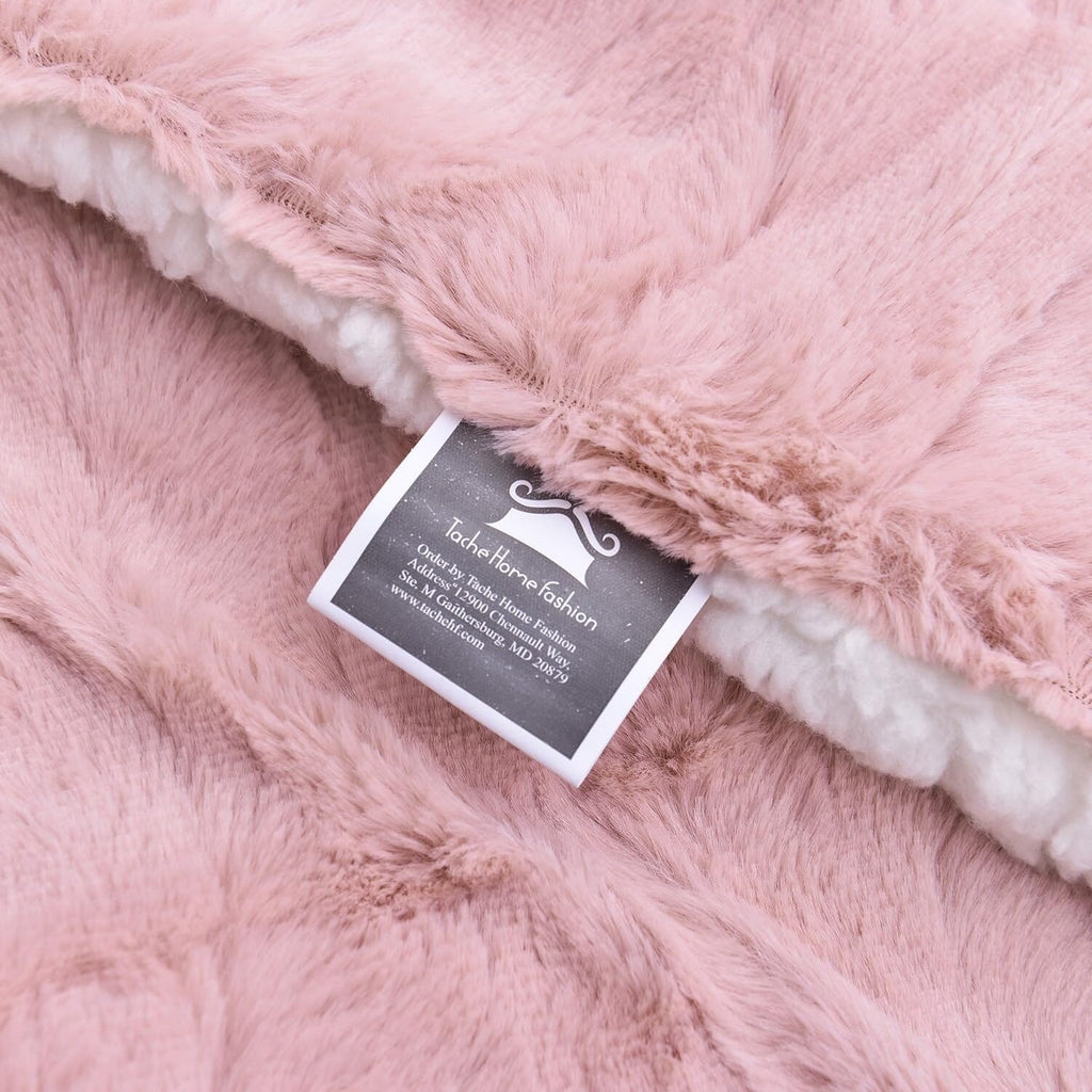 Tache Faux Fur Dusty Muted Pink Throw Blanket (#7)