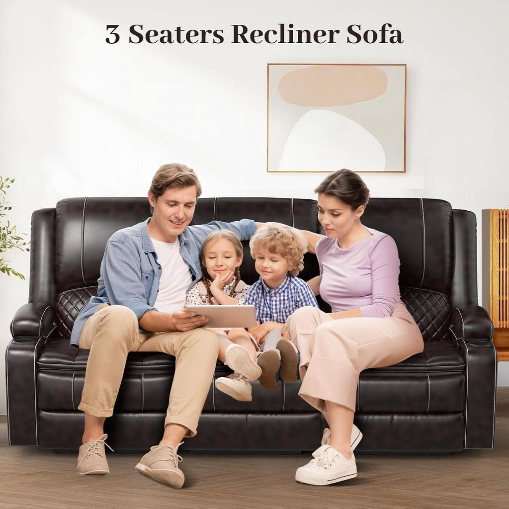 Three Seater Recliner Sofa Set Oversize Chair Removable Console Living Room Furniture For Comfort