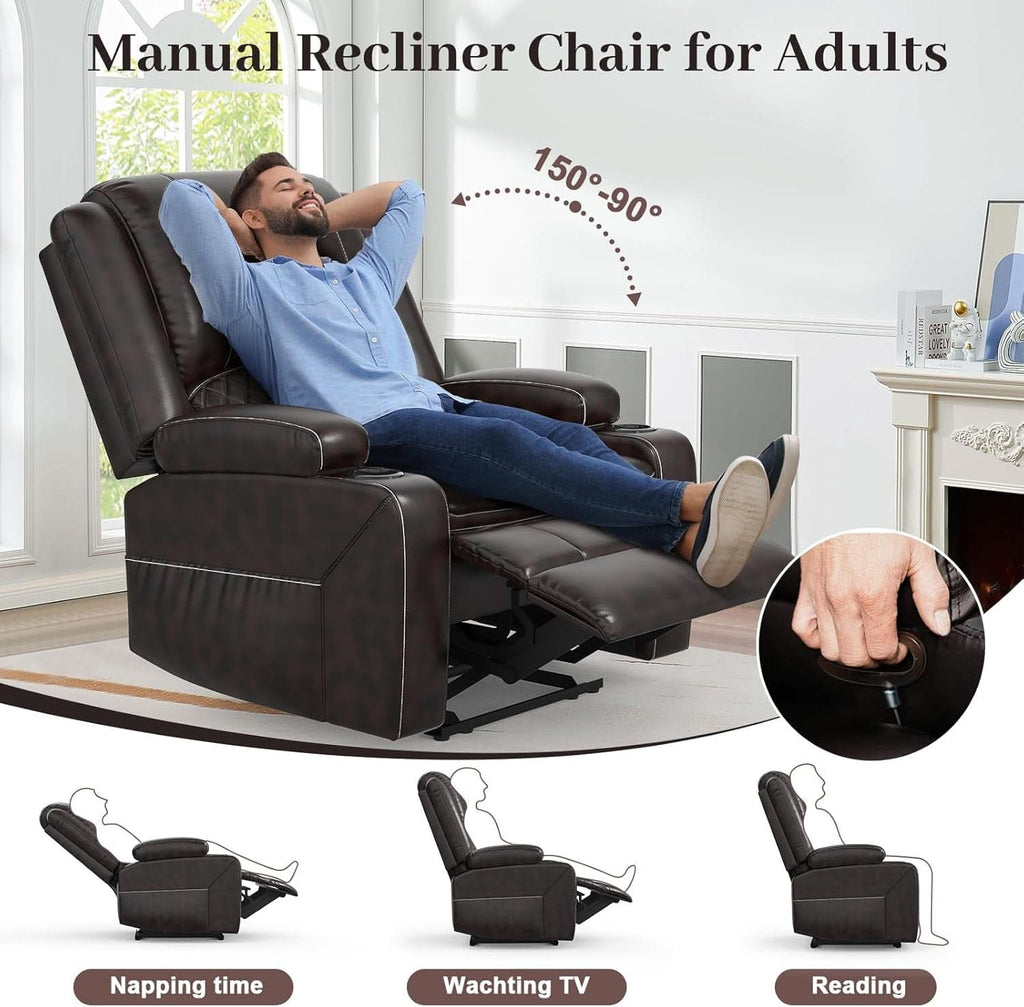 Three Seater Recliner Sofa Set Oversize Chair Removable Console Living Room Furniture For Comfort