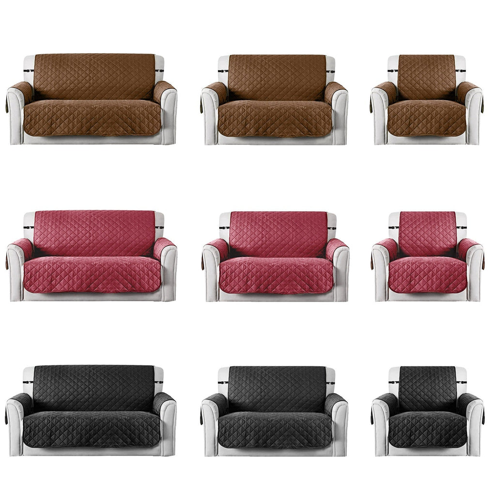 Reversible Sofa Cover Chair Loveseat Couch Slipcover Microfiber Cushion Furniture Protector Shield Water-Resistant w/ Elastic Strap for Kids Pet Dog C