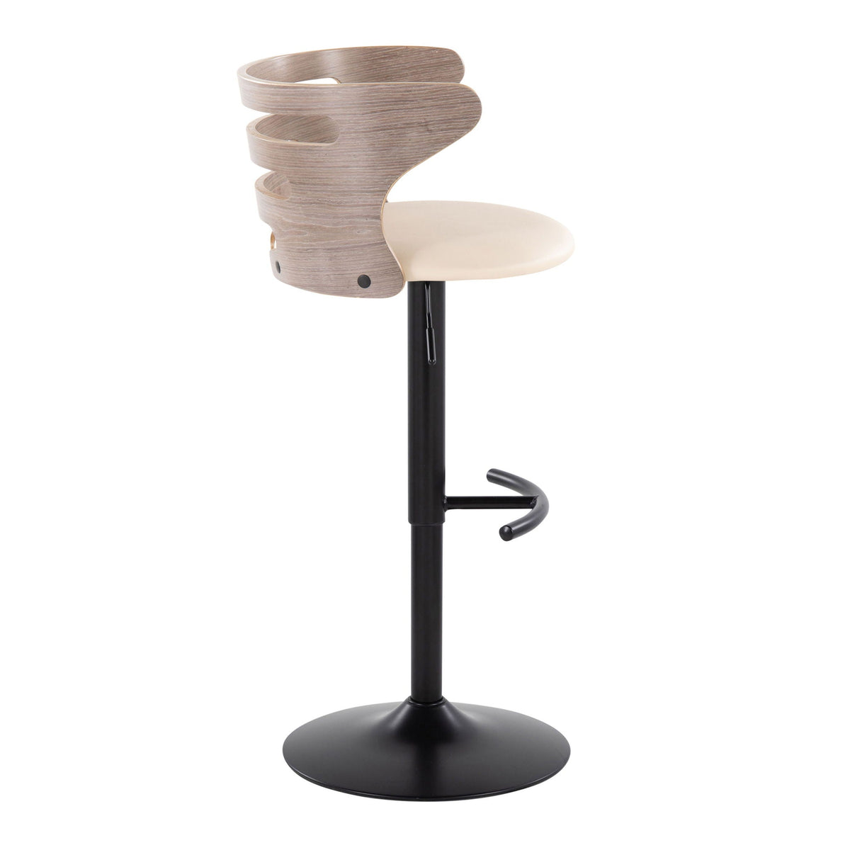 Mid-Century Modern Adjustable Barstool Set with Swivel and Rounded T Footrest - Beige or Black