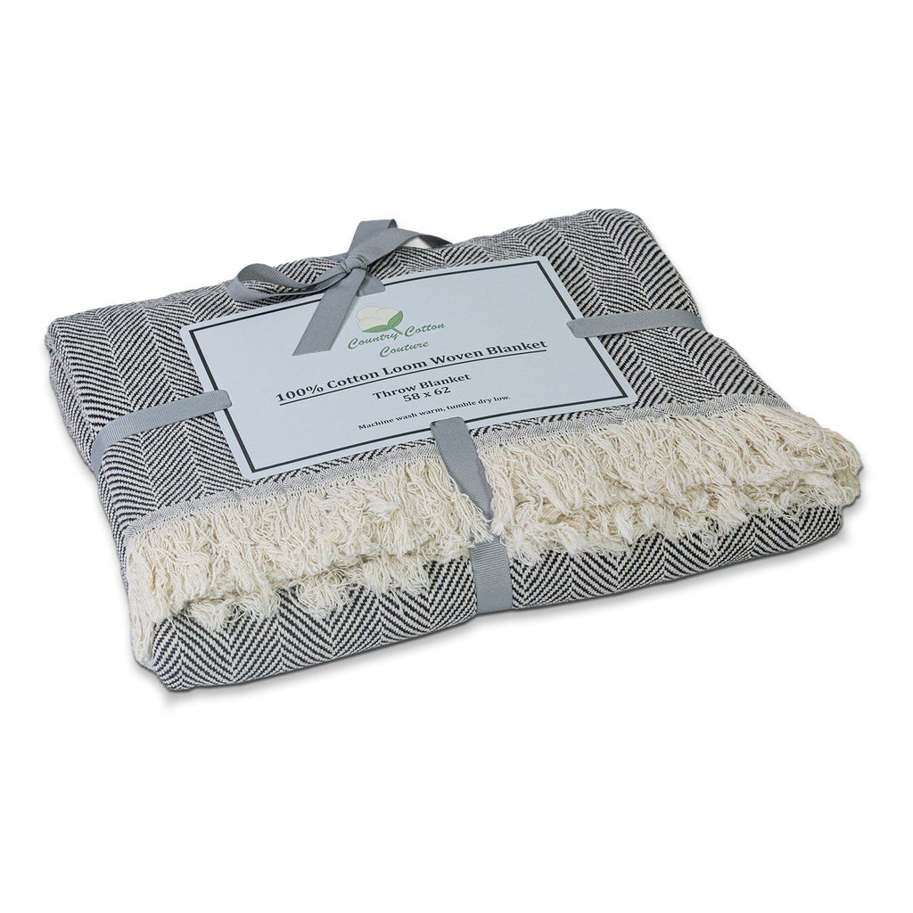 100% Cotton Patterned (Large) Throw Blankets - 58" x 62"