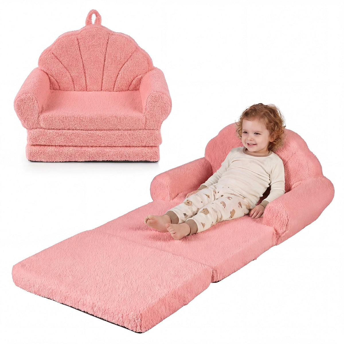 Convertible Kids Sofa 2-in-1 Fold out Toddler Couch Chair