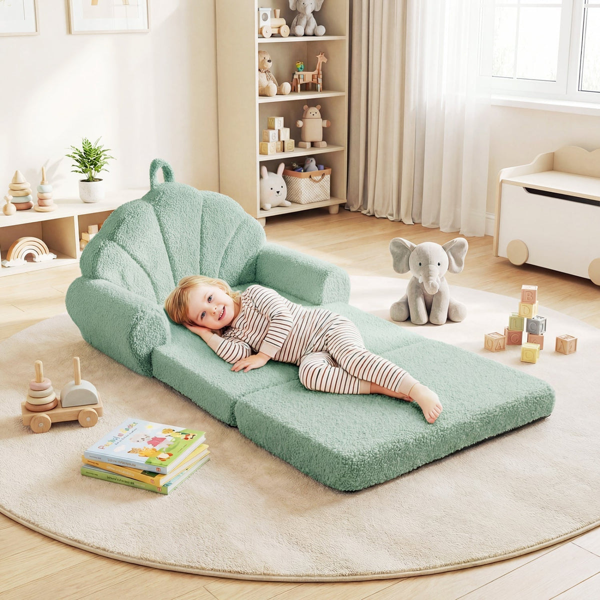Convertible Kids Sofa 2-in-1 Fold out Toddler Couch Chair