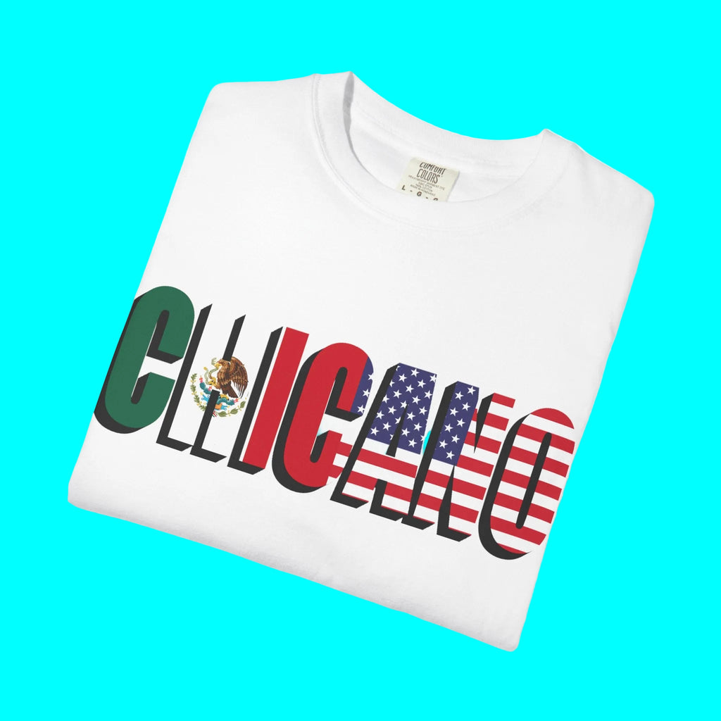 CHICANO Mexico + USA Flag T-shirt | American Pride 4th Of July | Funny Viral Latino Tees | Heavyweight Cotton
