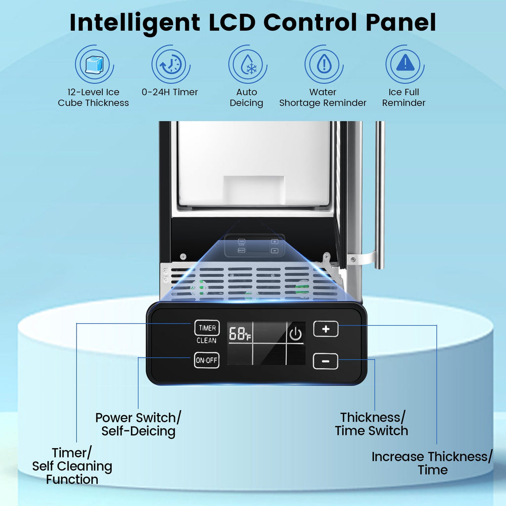 Free-Standing Built-In Undercounter Ice Maker-Silver