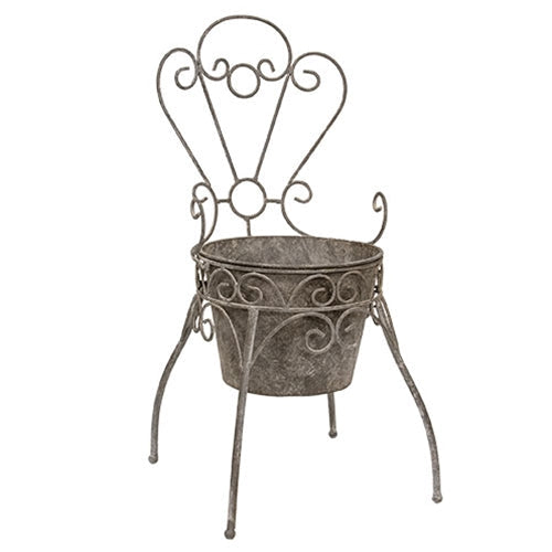 Rustic Metal Garden Chair Planter