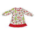 Long sleeves green face gifts girls Christmas night gown