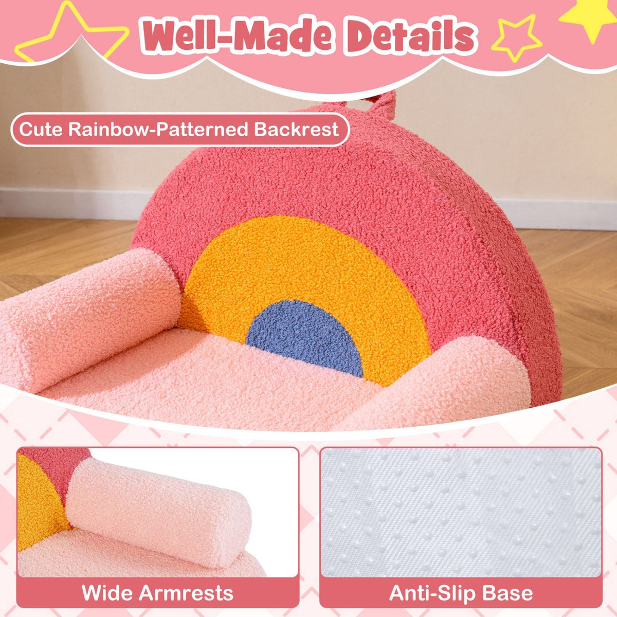 Kids Sofa Toddler Foam Couch with Soft Fleece Fabric Cover