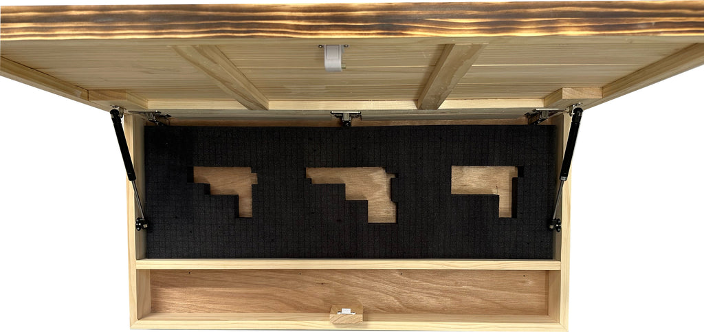 American Flag Challenge Coin Display and Hidden Gun Cabinet, Military Coin Holder Holds 100 Coins and is Ready to Hang, Large US Flag Patriotic Art 38.5" x 19.5"