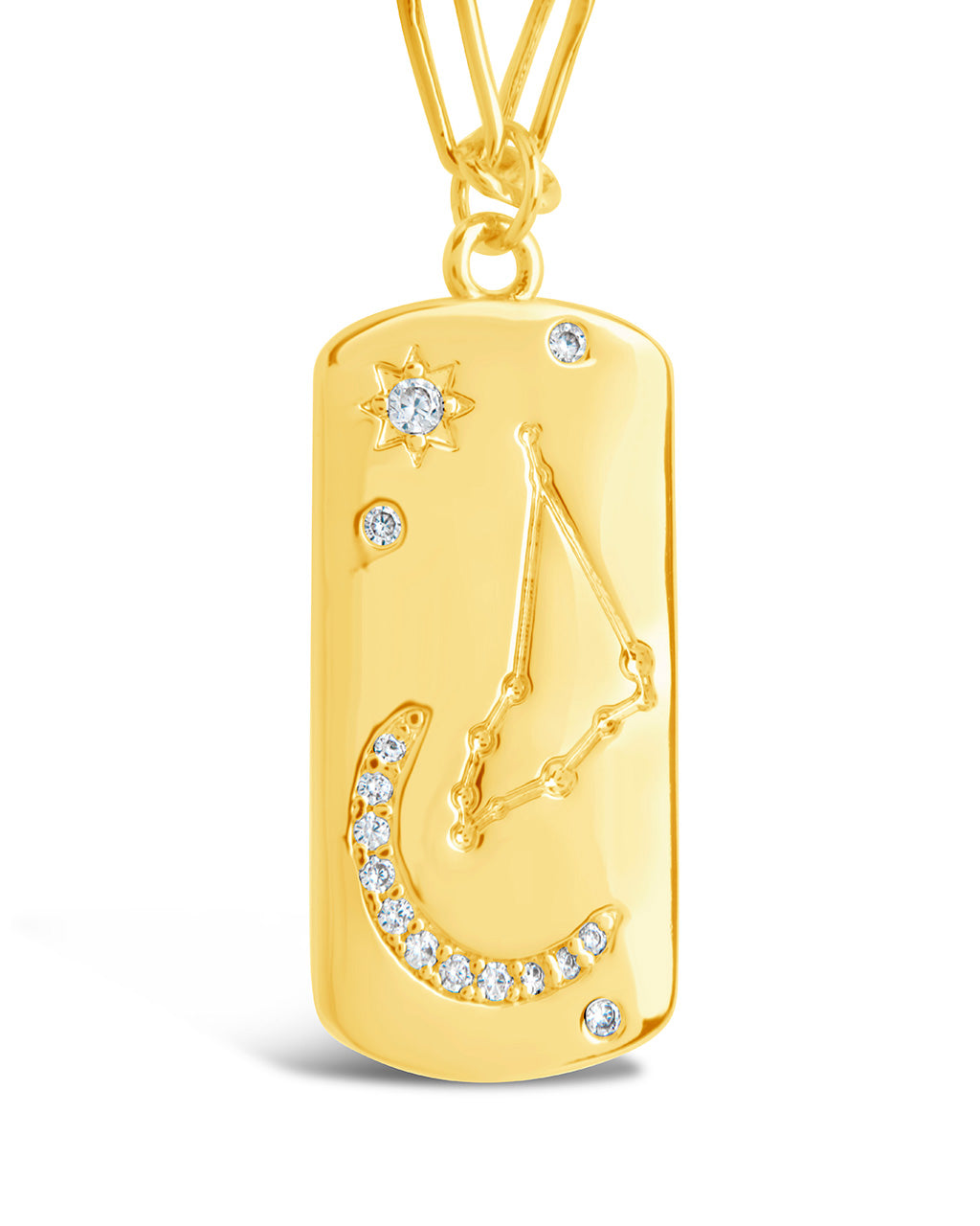 CZ Constellation Dog Tag Pendant Necklace