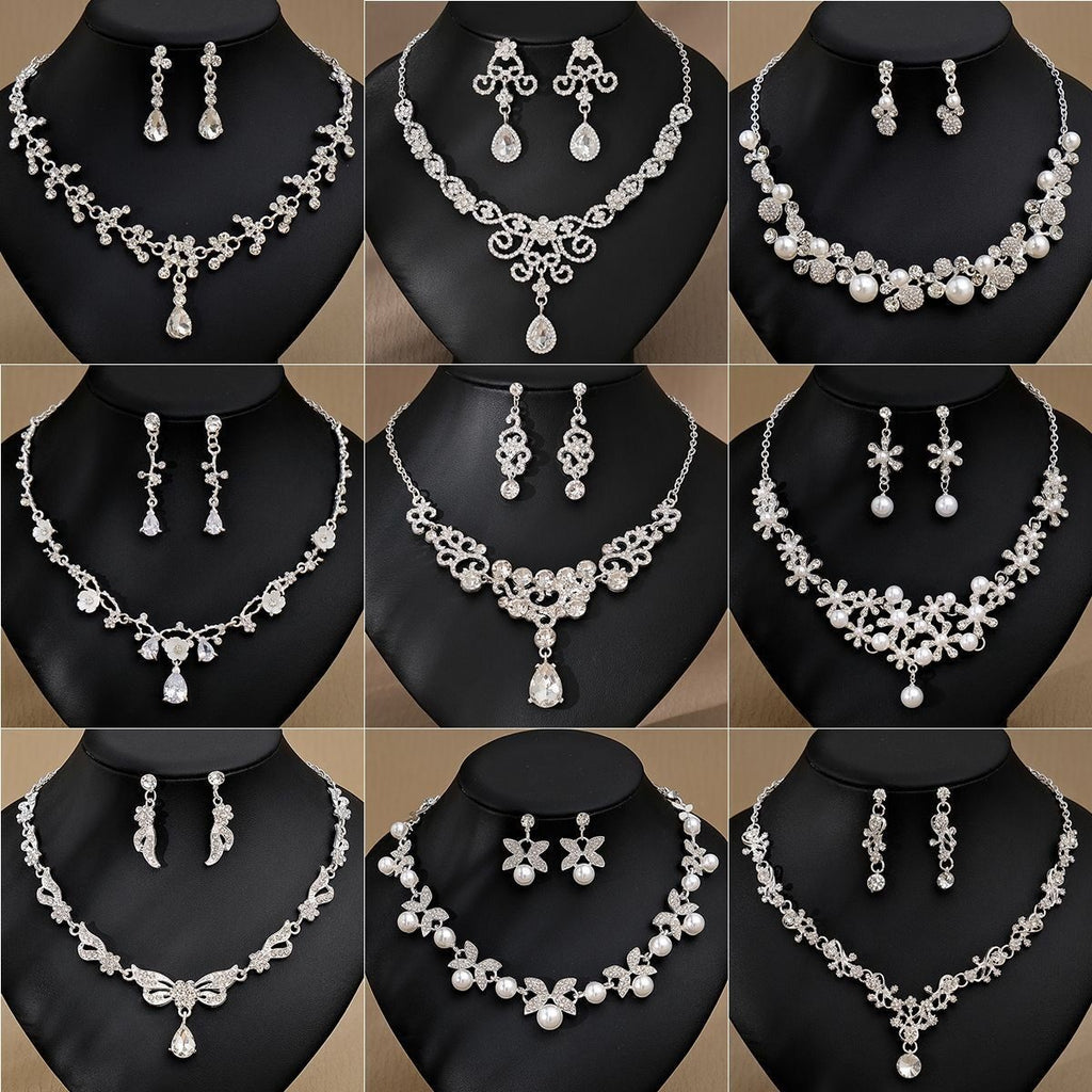 Crystal Bridal Wedding Dress Formal Dinner Jewelry Set