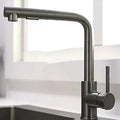 304 Stainless Steel Black Kitchen Faucet Two Function Single Handle Pull Out Mixer Hot and Cold Water Taps Deck Mounted