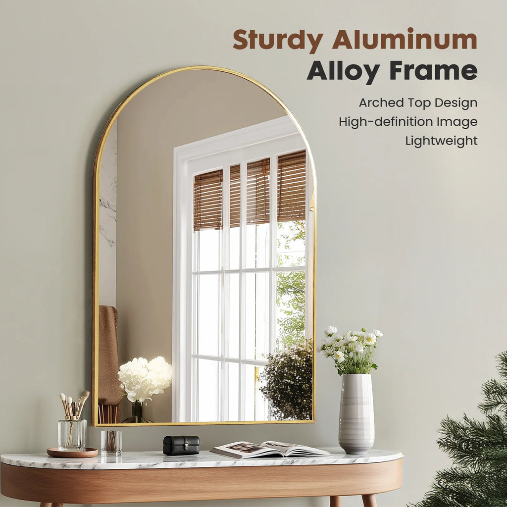 26"x38" Arched Metal Framed Bathroom Mirrors