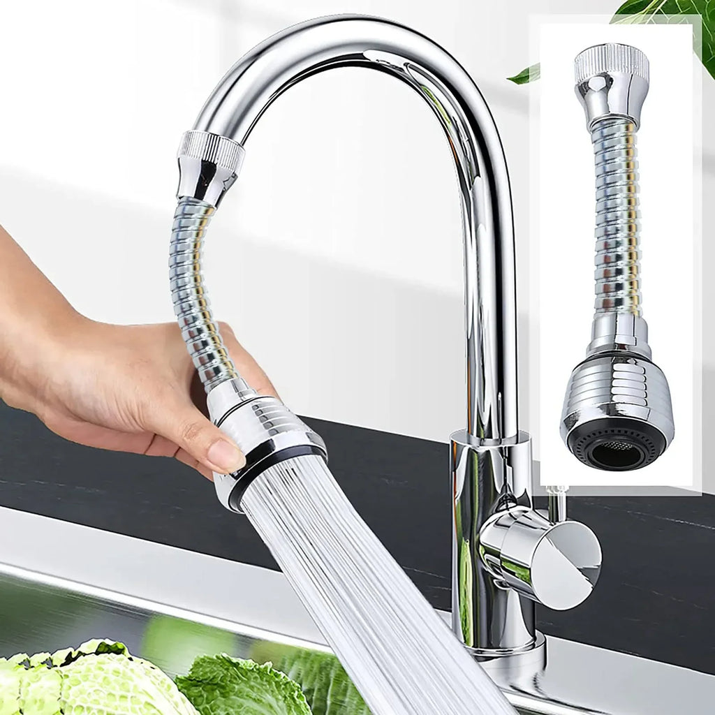 Kitchen faucet sprinkler water-saving device lengthening rotating splash proof sprinkler spray extender bubbler