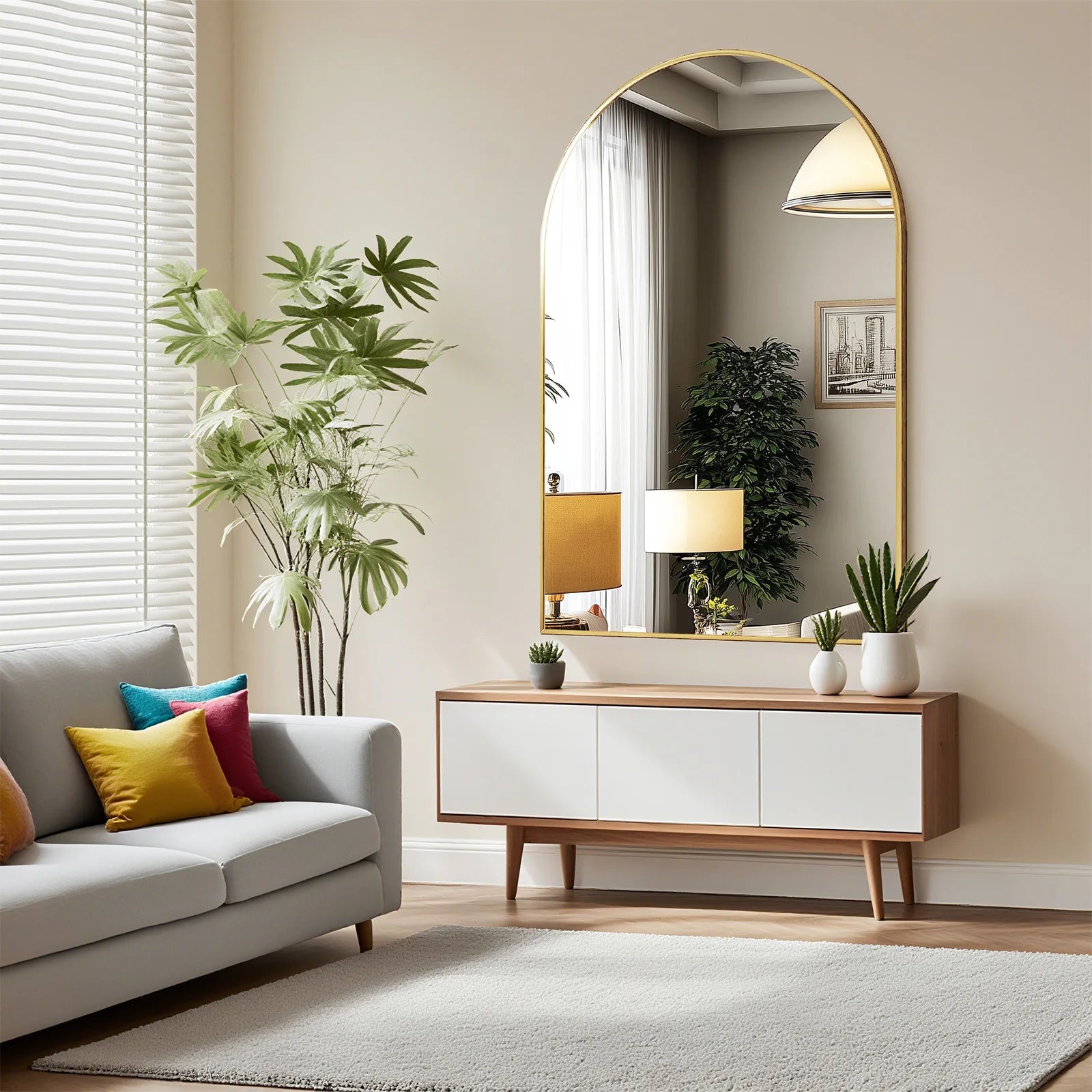 26"x38" Arched Metal Framed Bathroom Mirrors
