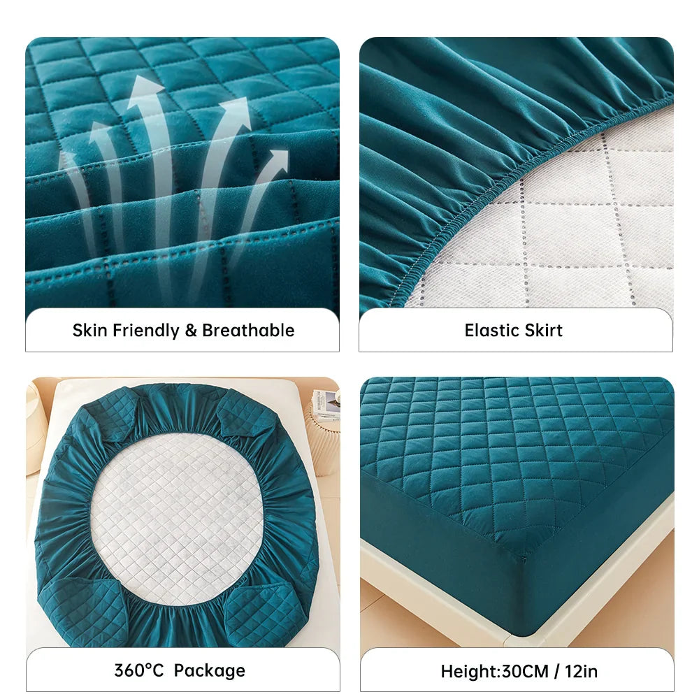 1pc 3D Air Fabric Thick Mattress Cover, 100% Waterproof Mattress Protector, Soft and Breathable Fitted Bed Sheet (No Pillowcase)