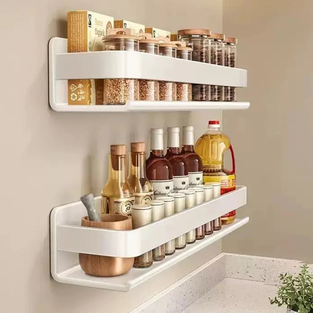 Bathroom Shelf Wall-Mounted Spice Rack Multifunctional Item Shelf Condiment Storage Shampoo Organizer Rack Kitchen Accessories