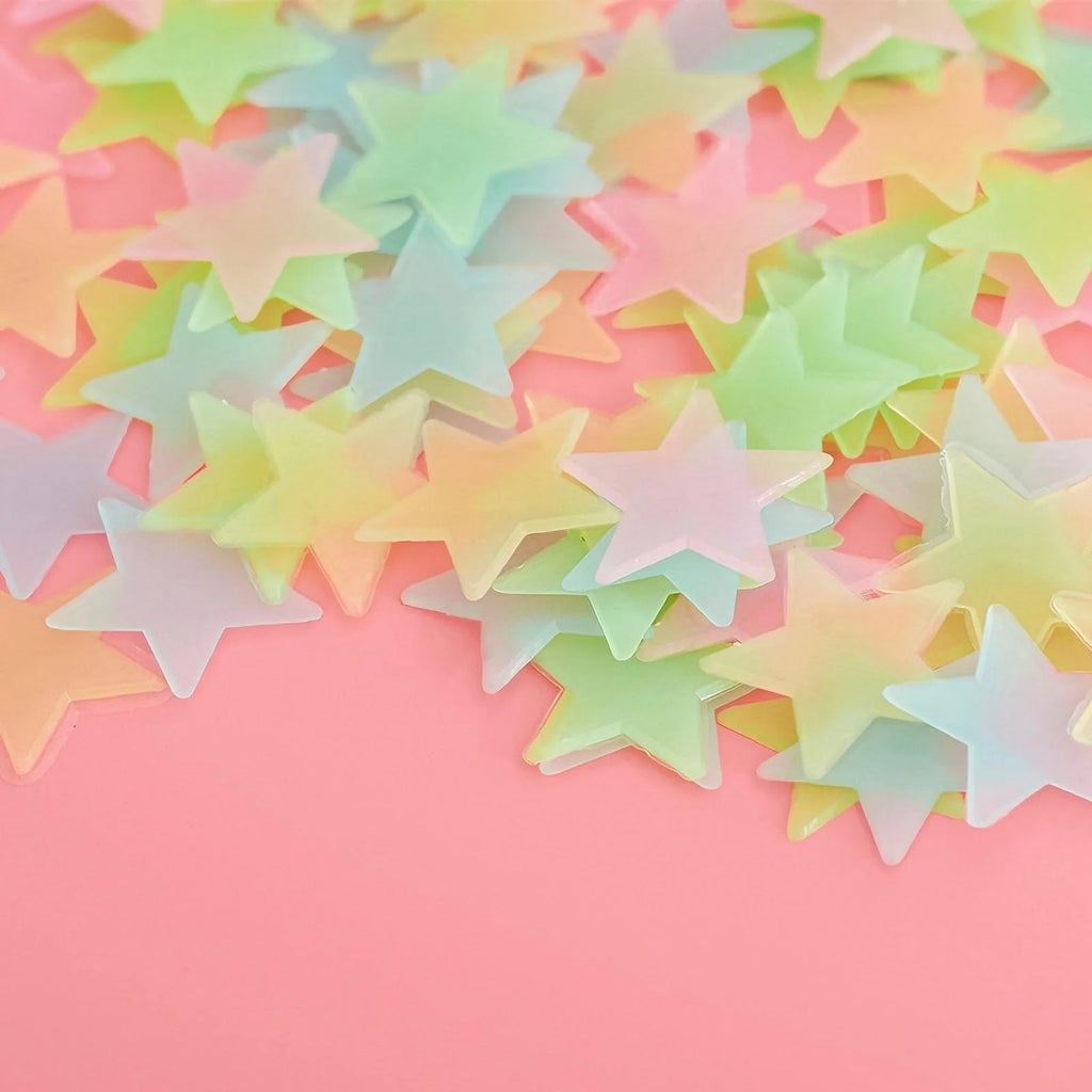 100 Pcs Colorful Glow in The Dark Star Stickers