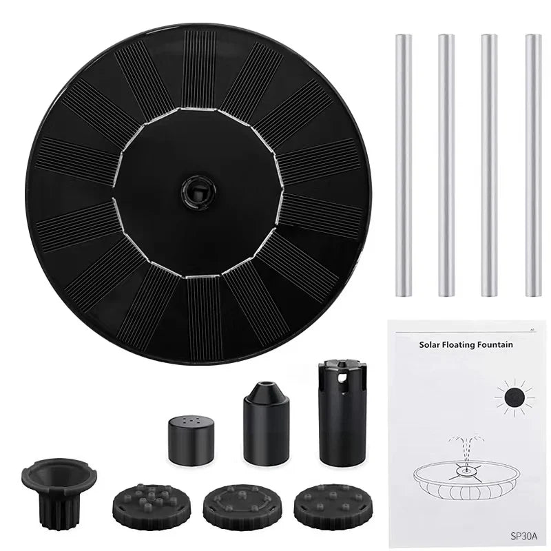 Solar Fountain Pump Floating Solar Panel Bird Baths Water Fountain with 4 Nozzles For Garden Outdoor Water Pool Pond Decor