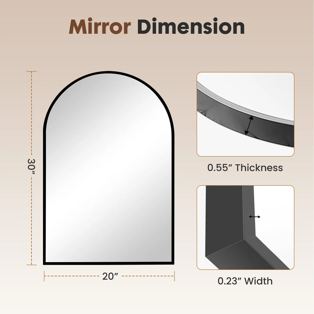 26"x38" Arched Metal Framed Bathroom Mirrors