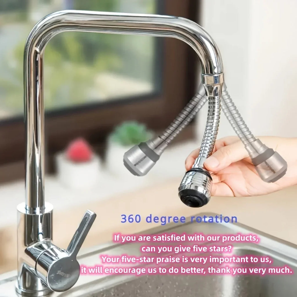Kitchen faucet sprinkler water-saving device lengthening rotating splash proof sprinkler spray extender bubbler